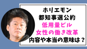 ホリエモン都知事選公約 低用量ピル女性の働き改革 内容や本当の意味は?